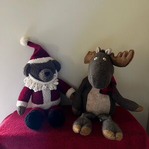 Two Vintage Hallmark Christmas Plush Kris The Bear and Broose The Moose 1998